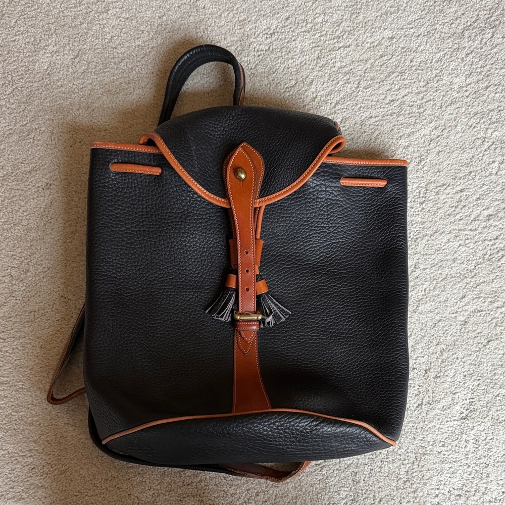 Dooney & Bourke Black and Tan Leather Backpack